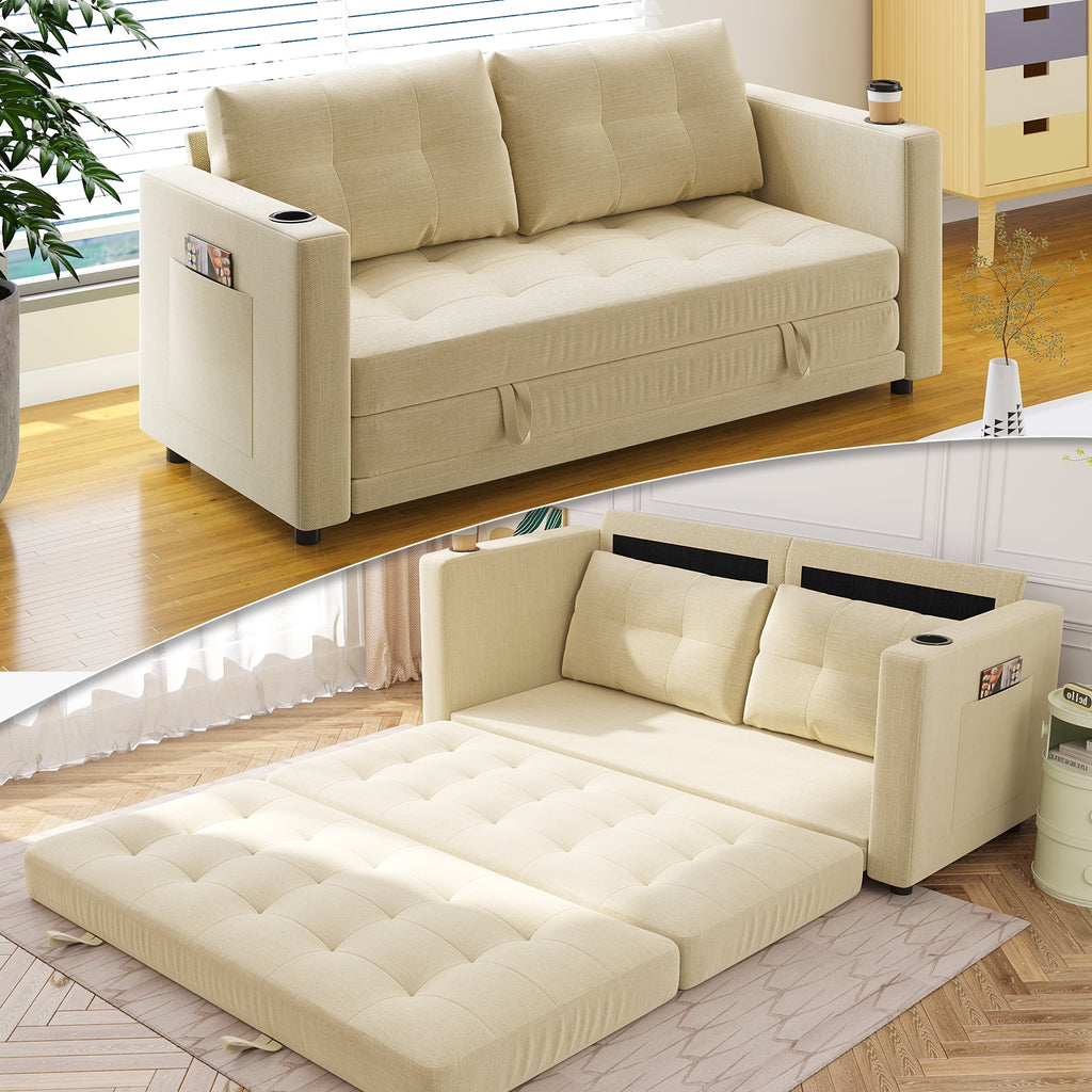 Beige Full Size Futon Sofa Bed K793108