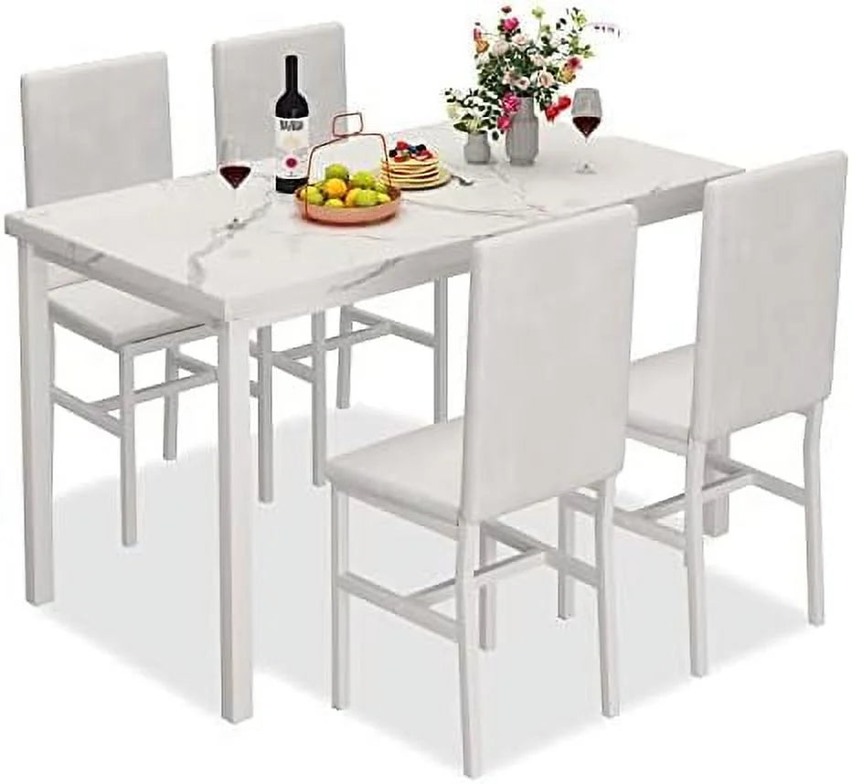 5-Piece Faux Marble Kitchen Table & Chair Set C474245