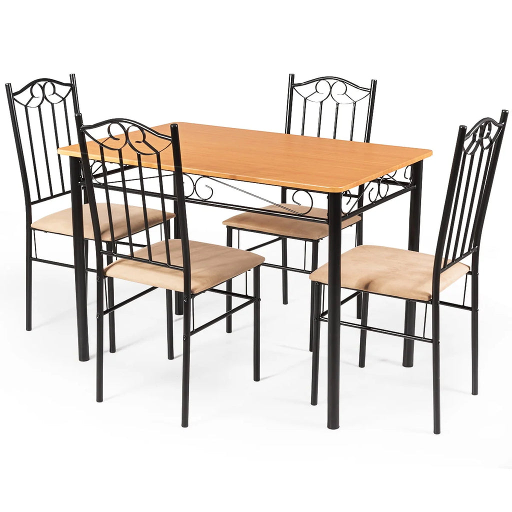 5 PC Wood Metal Dining Set with Table and 4 Chairs B28321