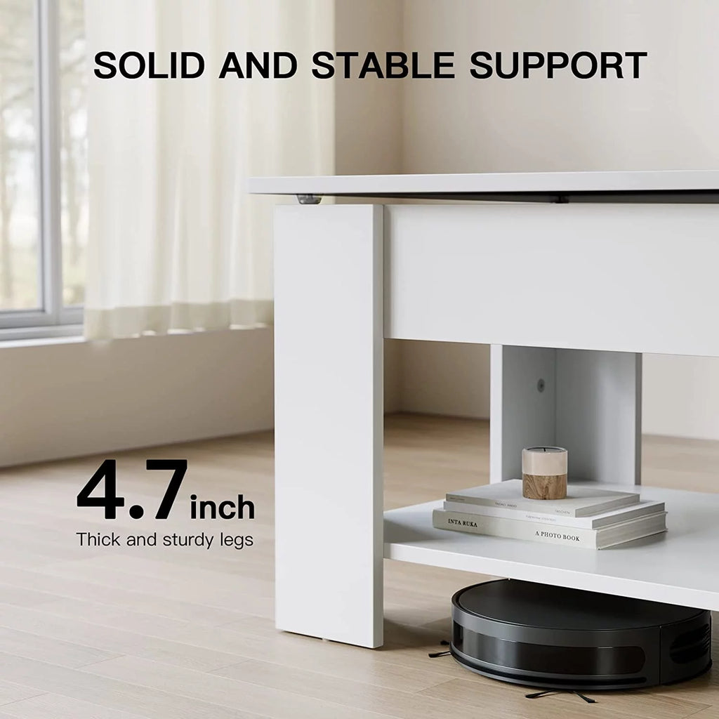 Lift Top Coffee Table 39in with Hidden Compartment and Storage Shelf A390