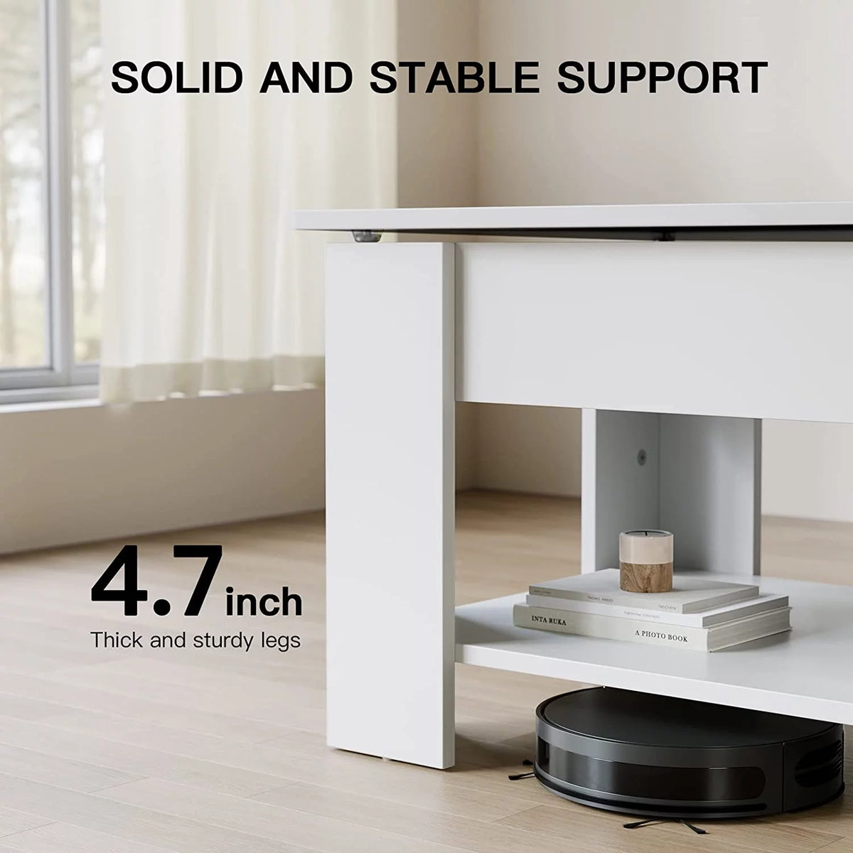 Lift Top Coffee Table 39in with Hidden Compartment and Storage Shelf A390