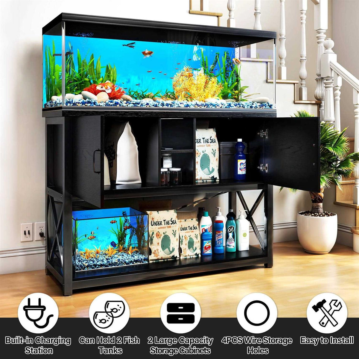 55-75 Gallon Aquarium Stand with Cabinet Y973