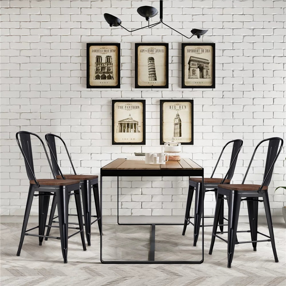 Black Metal Dining Chairs Set of 4 T3397