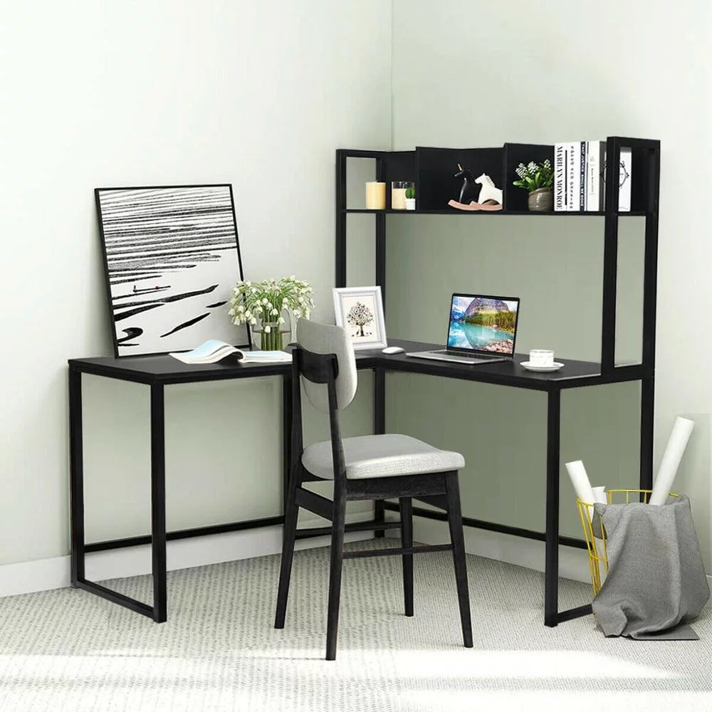 55" L-Shaped Corner Computer Desk with Hutch Z3595