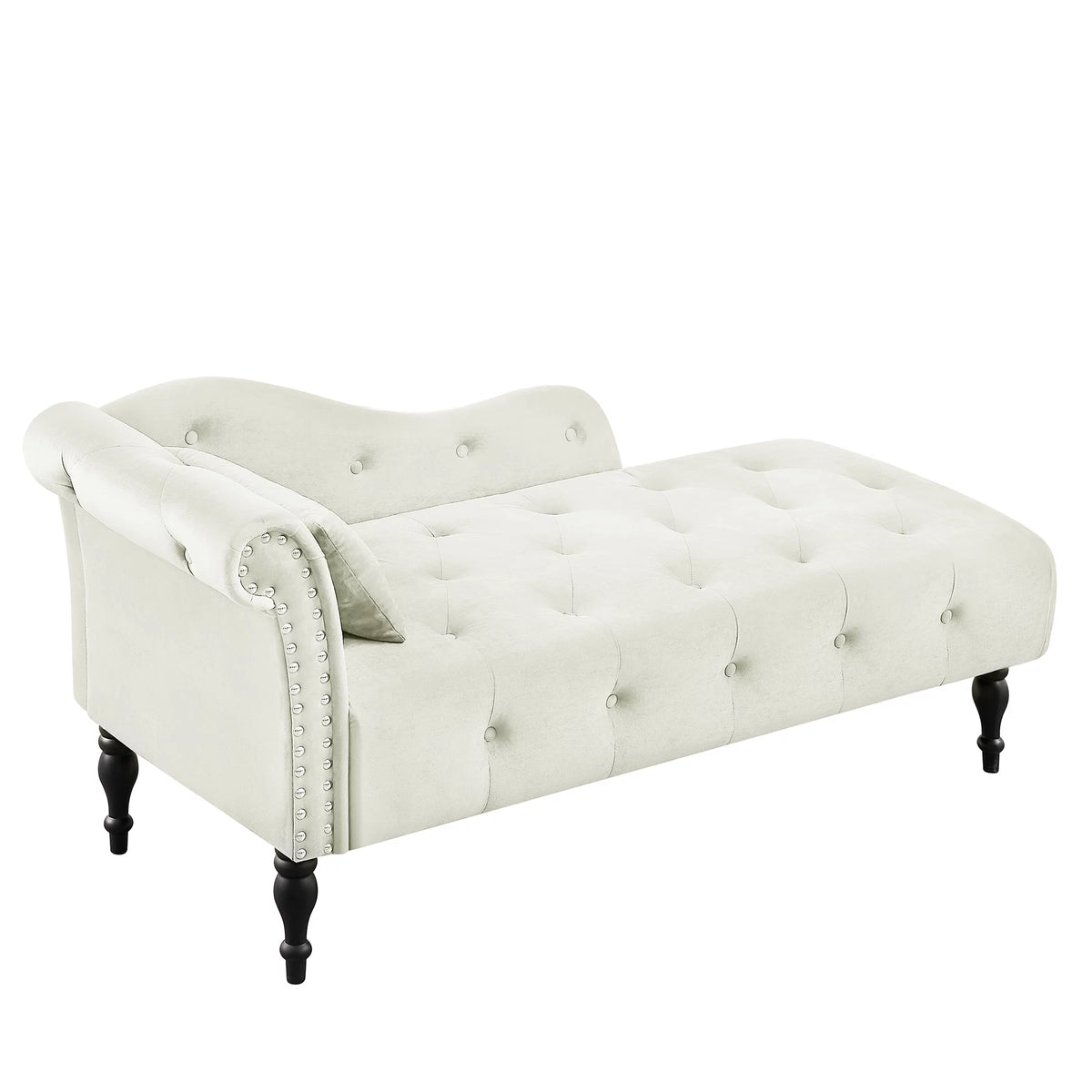 Velvet Tufted Chaise Lounge with Pillow W714