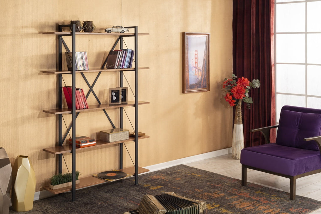5 Tier Solid Wood Bookcase Q49341
