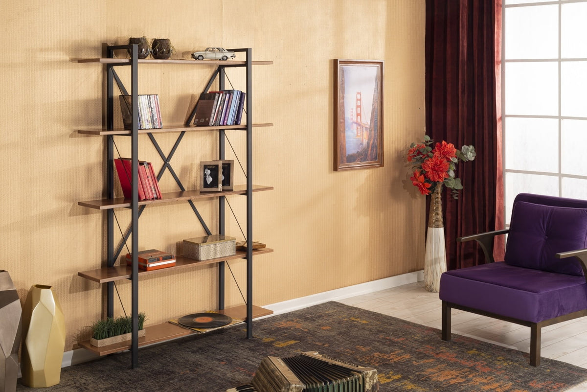 5 Tier Solid Wood Bookcase Q49341