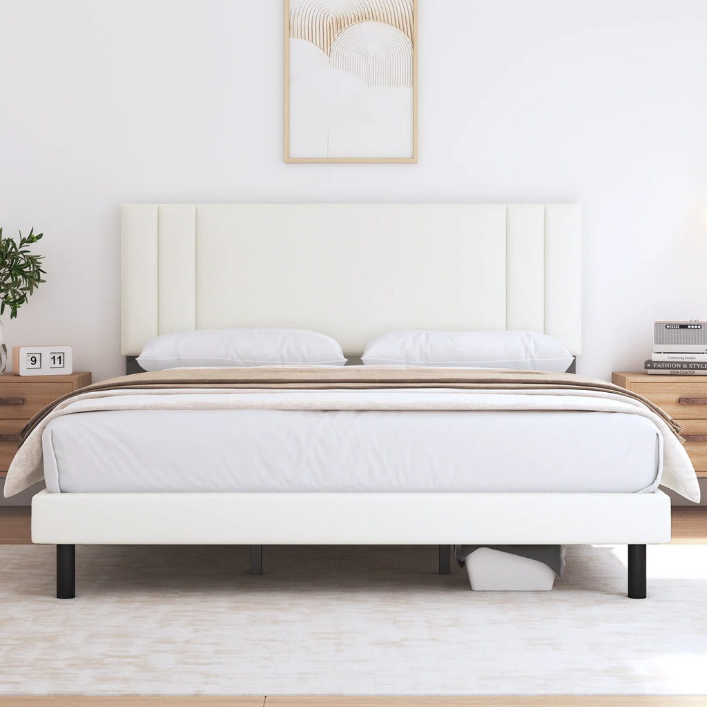 King Size Fabric Upholstered Platform Bed Frame R9430