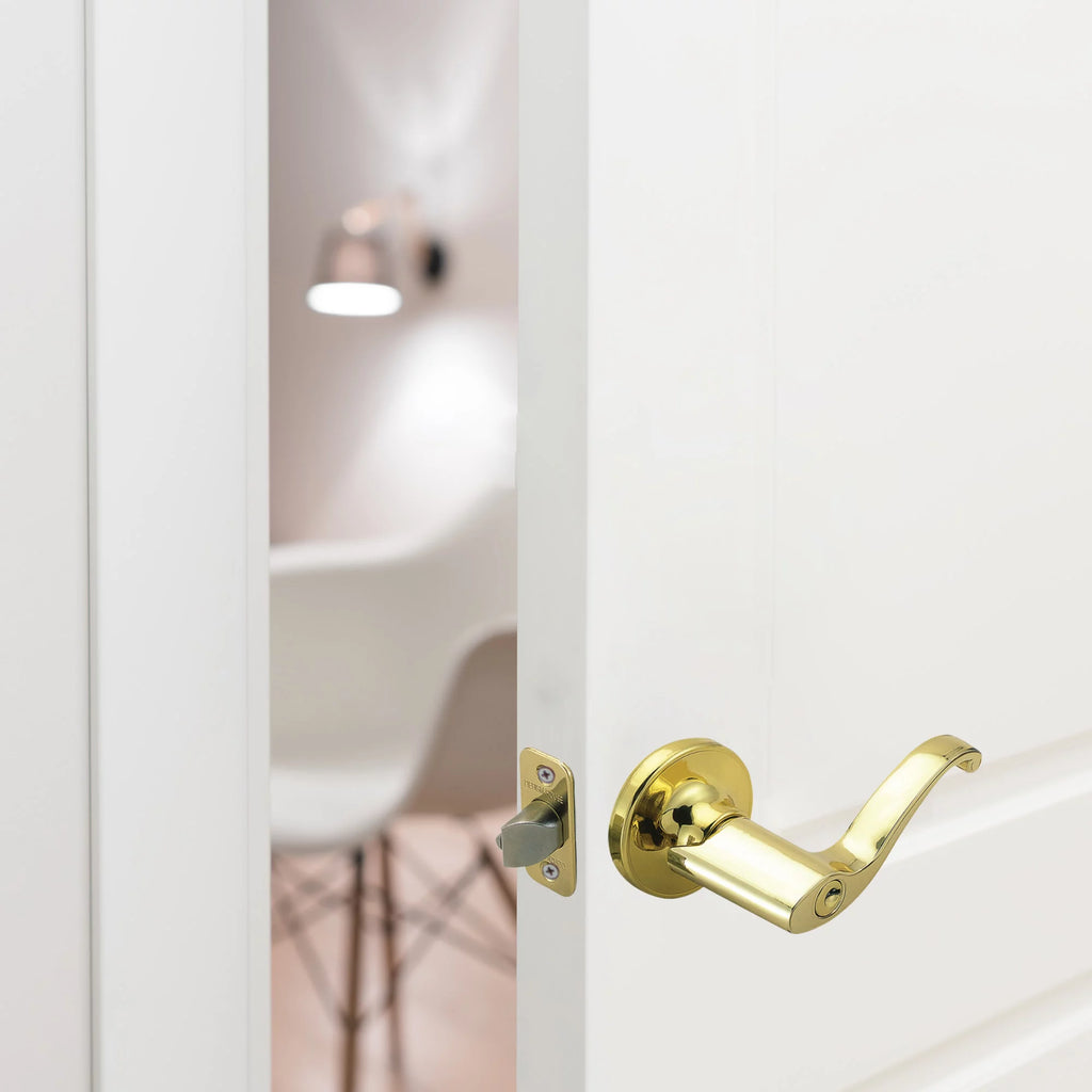Entry Door Lever Adjustable Backset Polished Brass X424