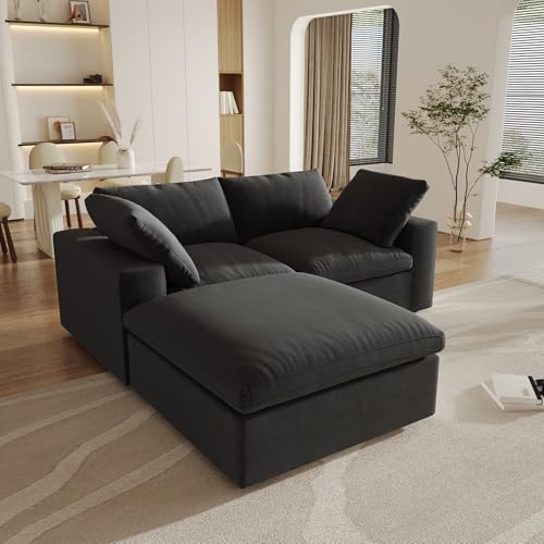 Khaki 6 Seater Oversized Modular Sectional Sofa with Storage Ottomans O380215