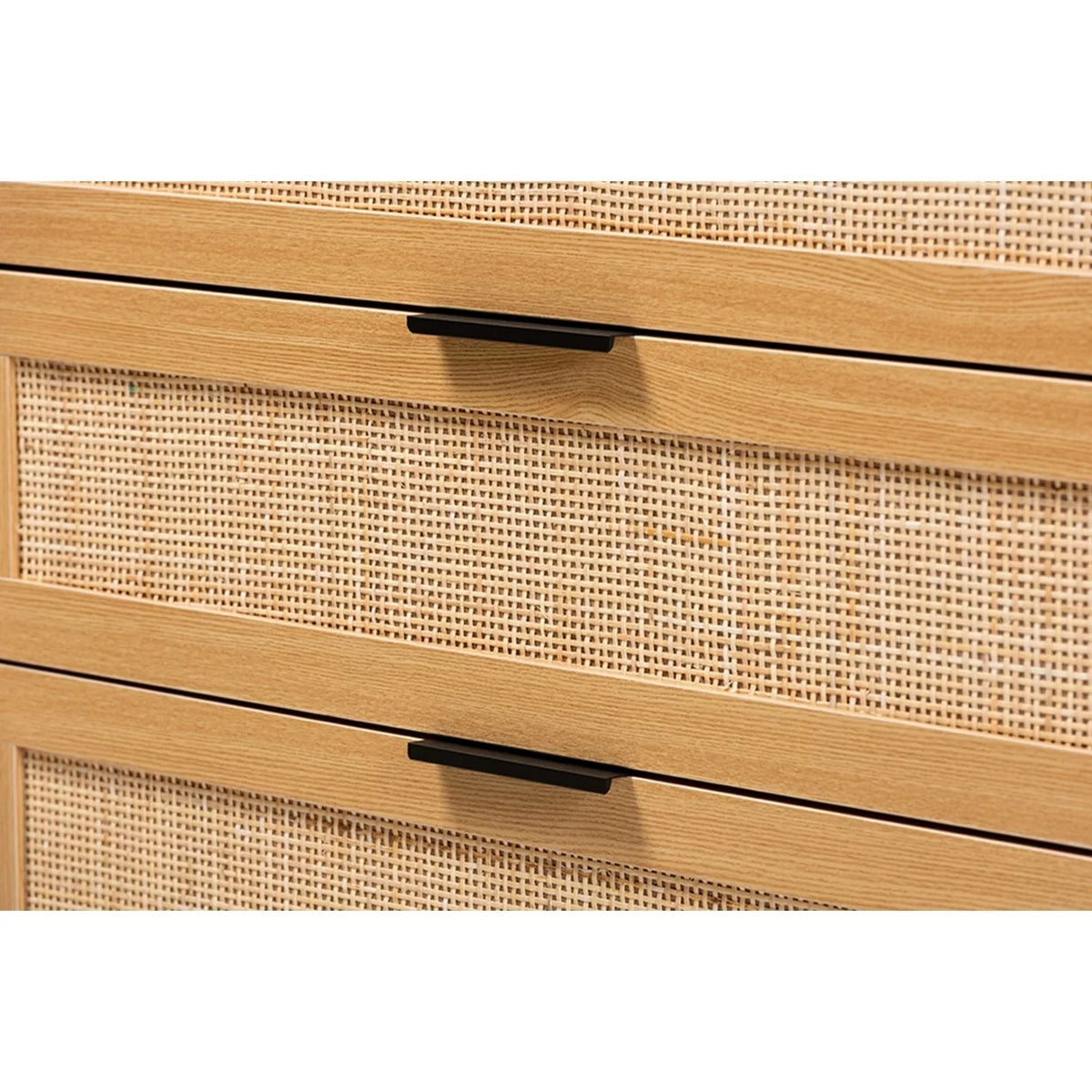 Espresso Brown Wood and Rattan 3-Drawer Dresser I4755