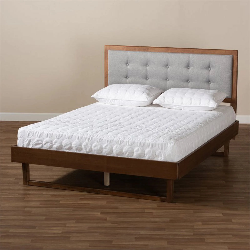 Gray Upholstered Wood King Size Platform Bed M873