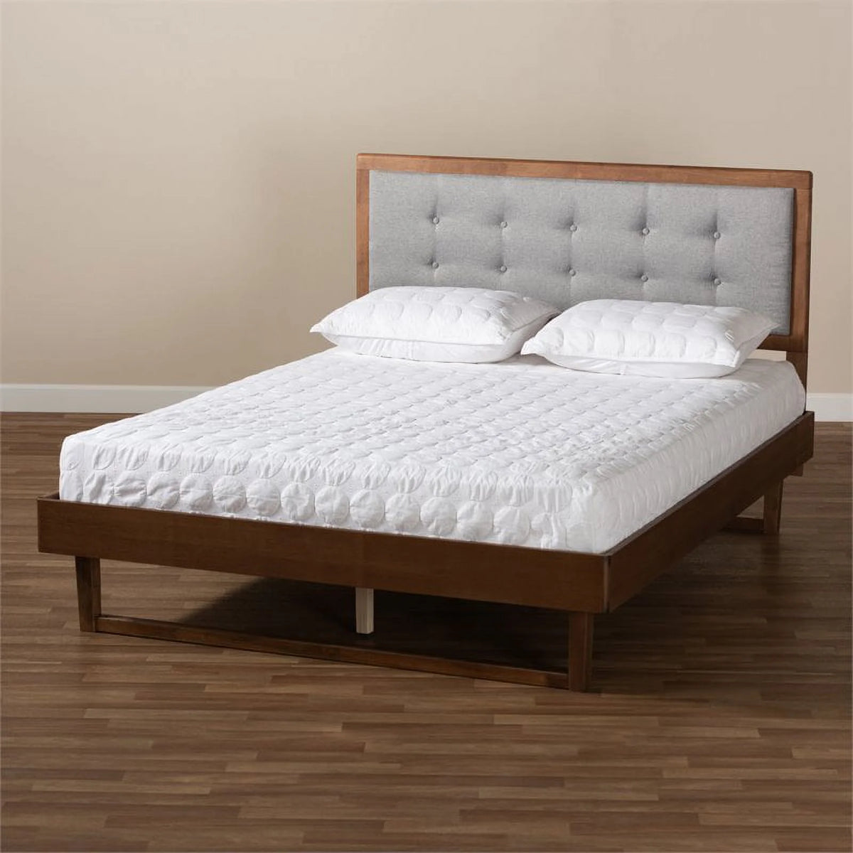 Gray Upholstered Wood King Size Platform Bed M873