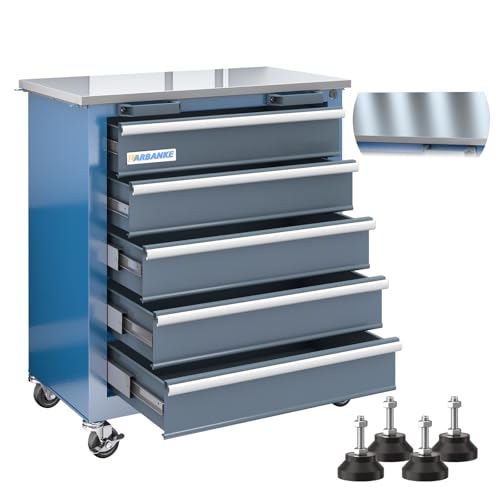 5 Drawer Rolling Tool Chest with Locking System and Stainless Top H823