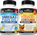 Omega 3 Fish Oil Softgels Plus Turmeric Curcumin with Black Pepper Extract 1500mg H177