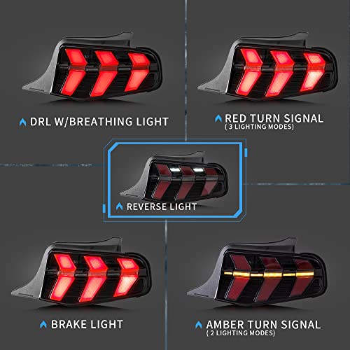 LED Tail Lights with Amber Red Turn Signal Smoke Lens J9713