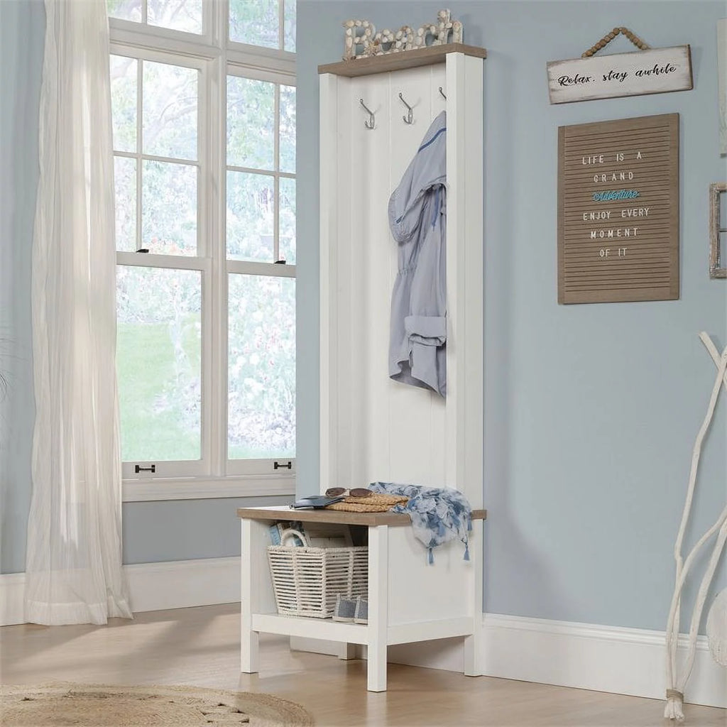 Soft White Entryway Bench with Storage S32335