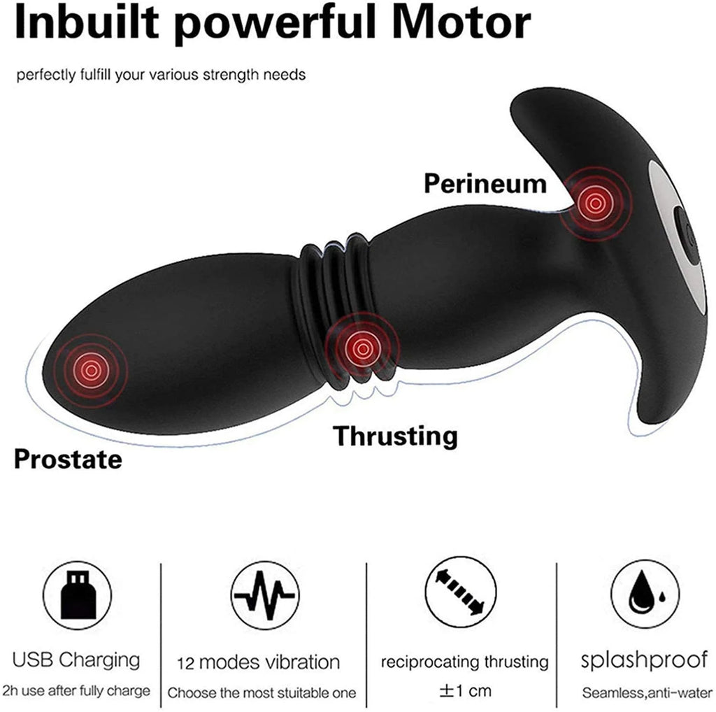 2in 1 Prostate Massager 7 Thrusting Modes Waterproof C2129