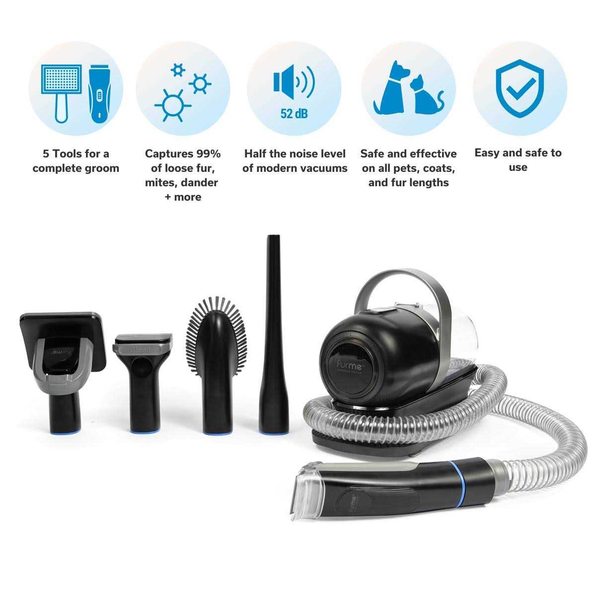 Pet Grooming Vacuum Kit, 5 Pet Grooming Tools Y67428