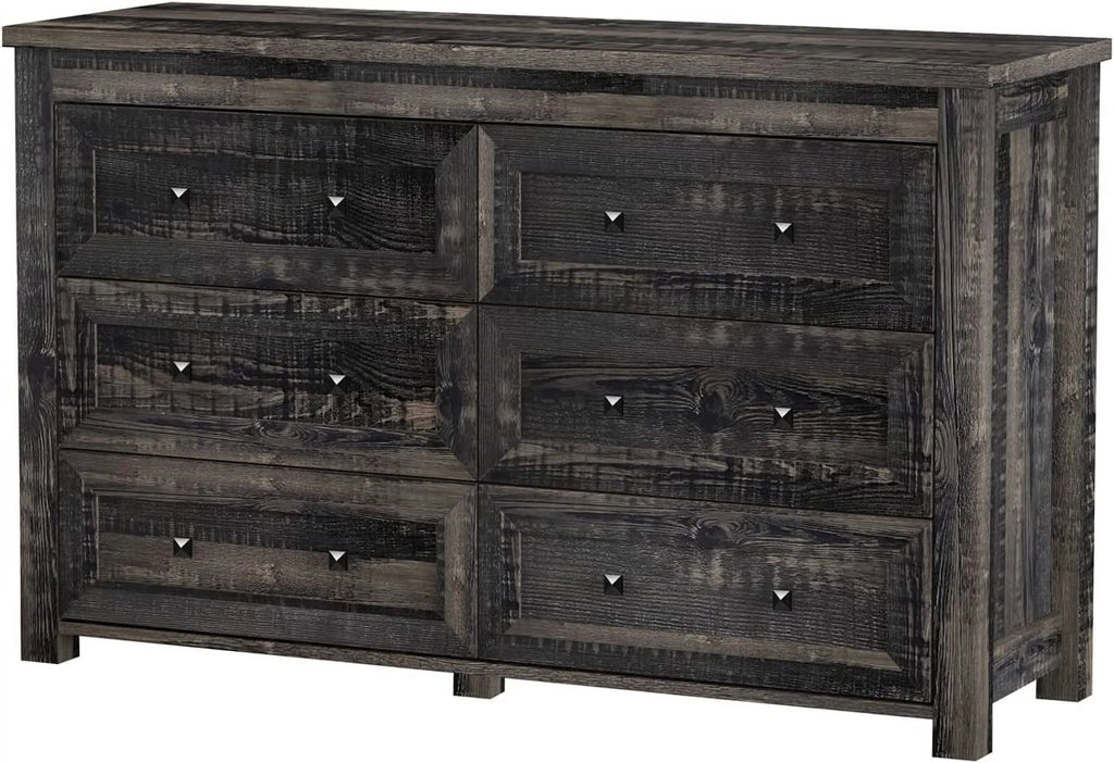 6 Drawer Wood Dresser with Metal Handles C981