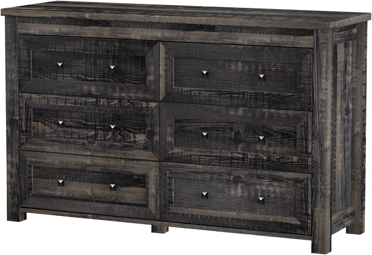 6 Drawer Wood Dresser with Metal Handles C981