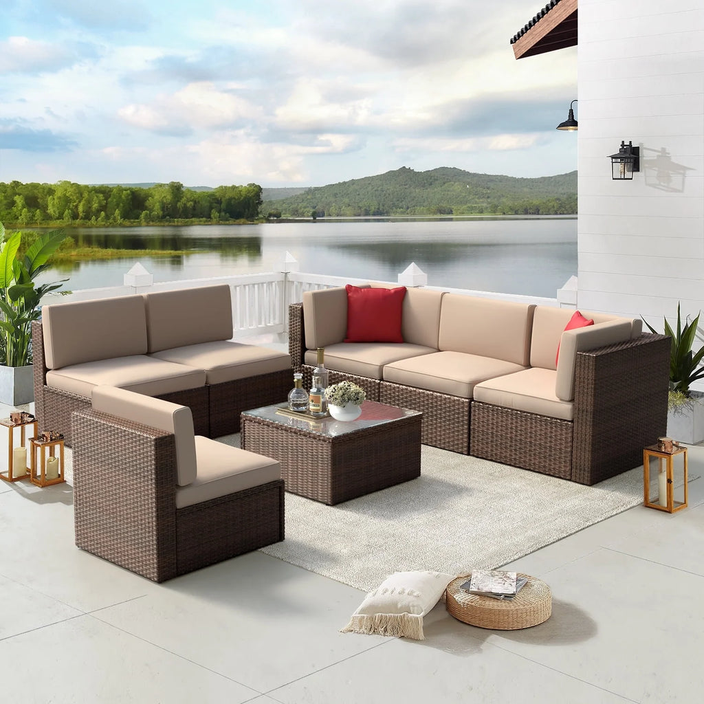 8 PCS Outdoor Patio Furniture Set with Fire Pit Table M880280