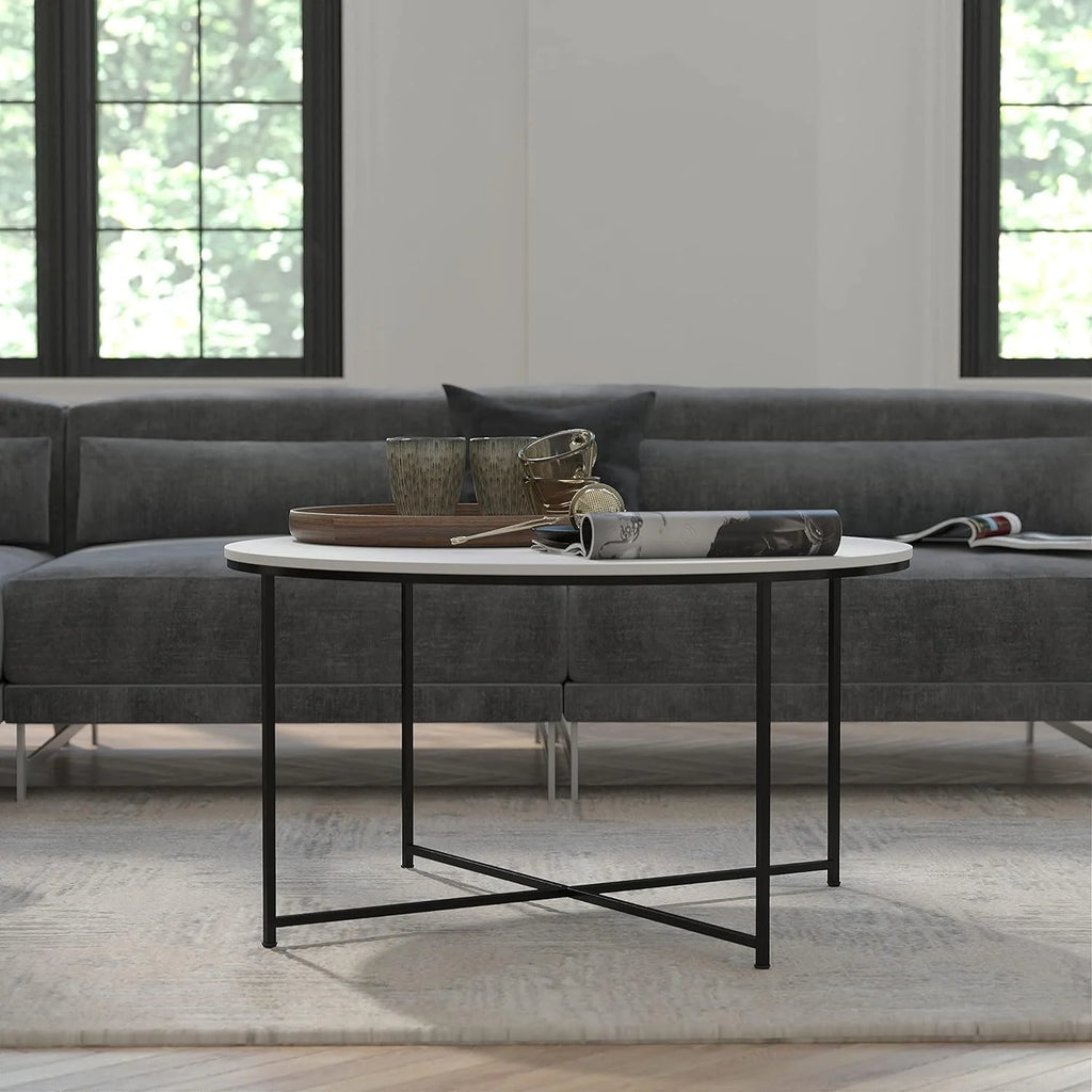 Modern Coffee Table with Black Metal Frame S2651