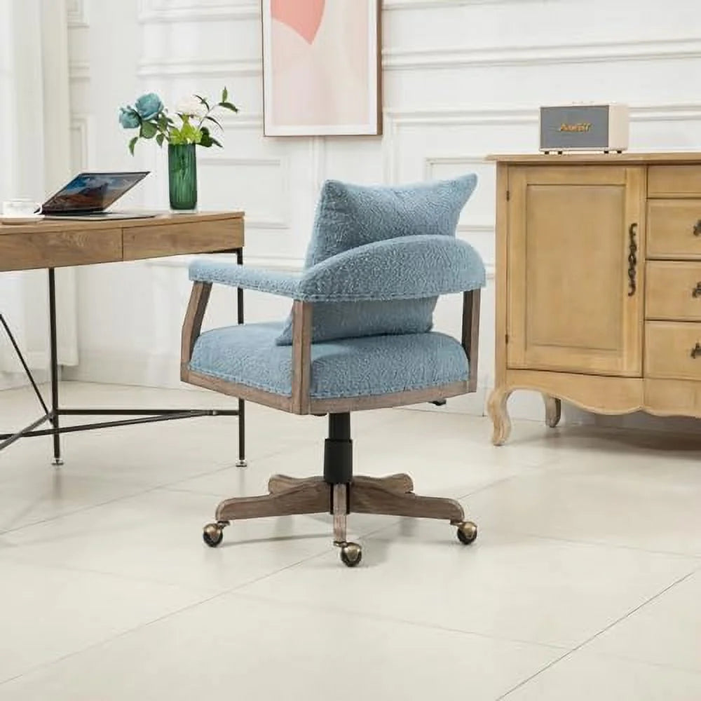 Boucle Office Desk Chair with Wheels Height Adjustable Swivel Y82358