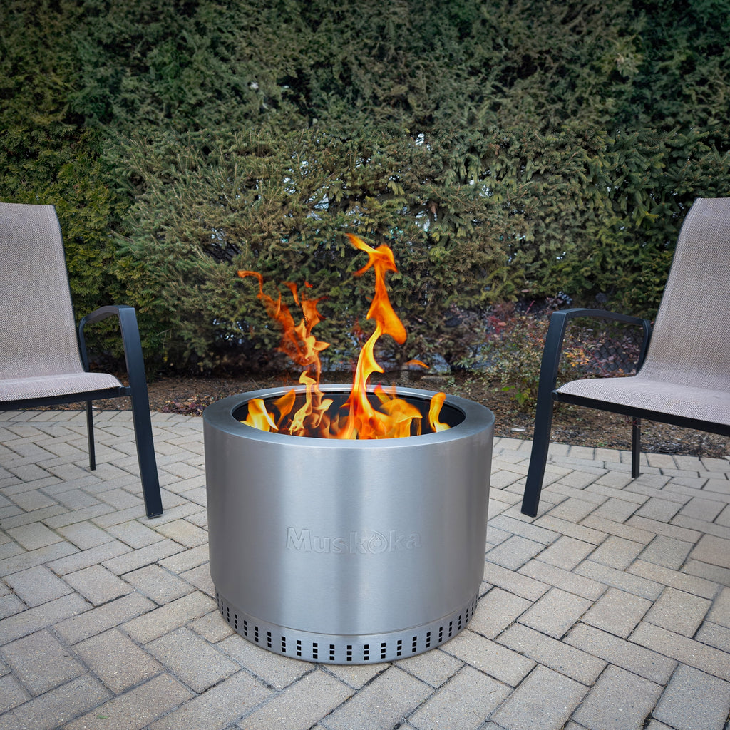25 Stainless Steel Smokeless Wood Burning Fire Pit with Cover X504347