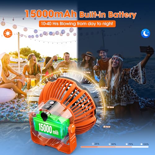 15000mAh Portable Camping Fan with Lantern J982055