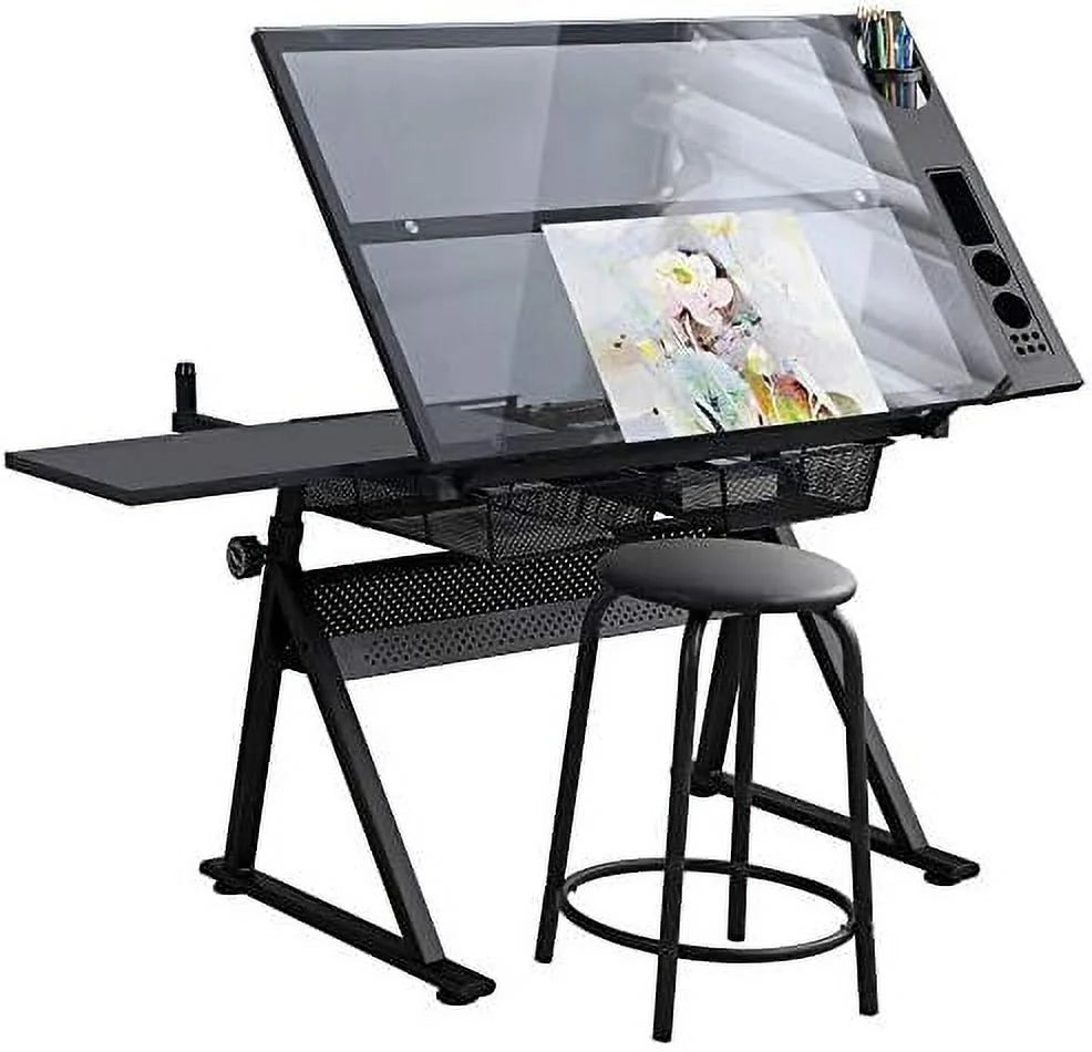 Height Adjustable Drafting Table with Drawer W4817