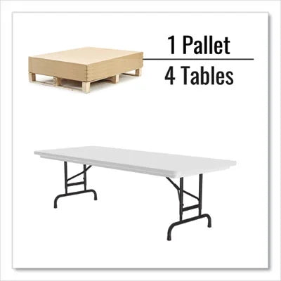Adjustable Folding Tables, Rectangular, 96" x 30" x 22" to 32", Gray Top, Black Legs Q54357