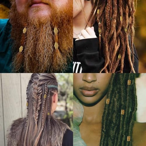 326 Pieces Viking Beard Beads Alloy Hair Tube Loose Beads A7081