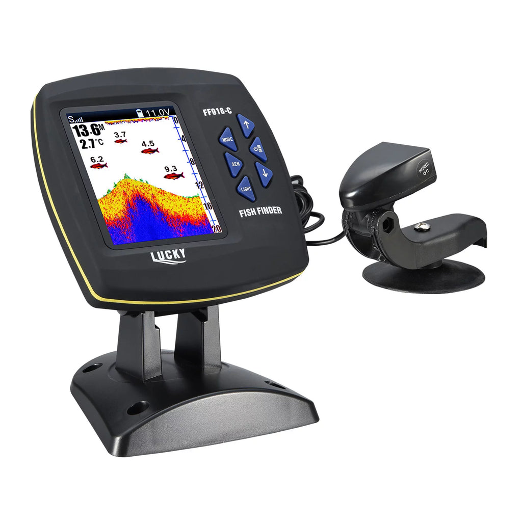 Wired Transducer Fish Finder 45 Degrees Underwater LCD X40978