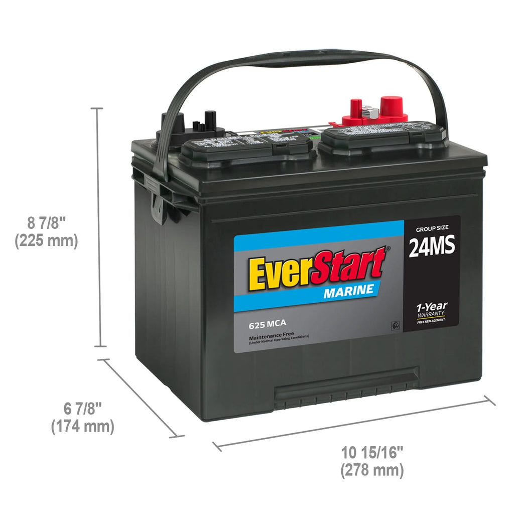 Lead Acid Marine Starting Battery Group Size 24MS 12 Volt 1000 MCA Q6614