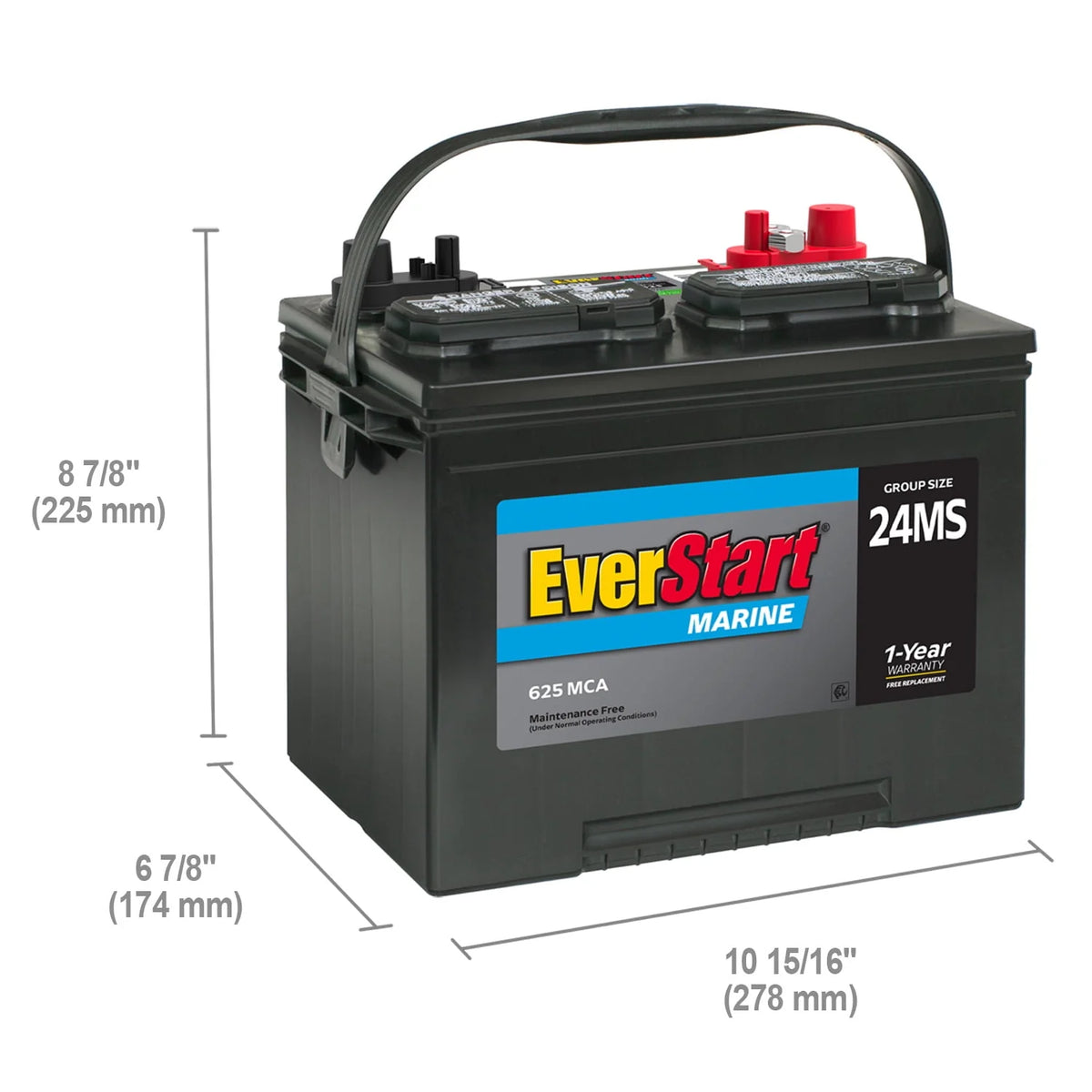Lead Acid Marine Starting Battery Group Size 24MS 12 Volt 1000 MCA Q6614