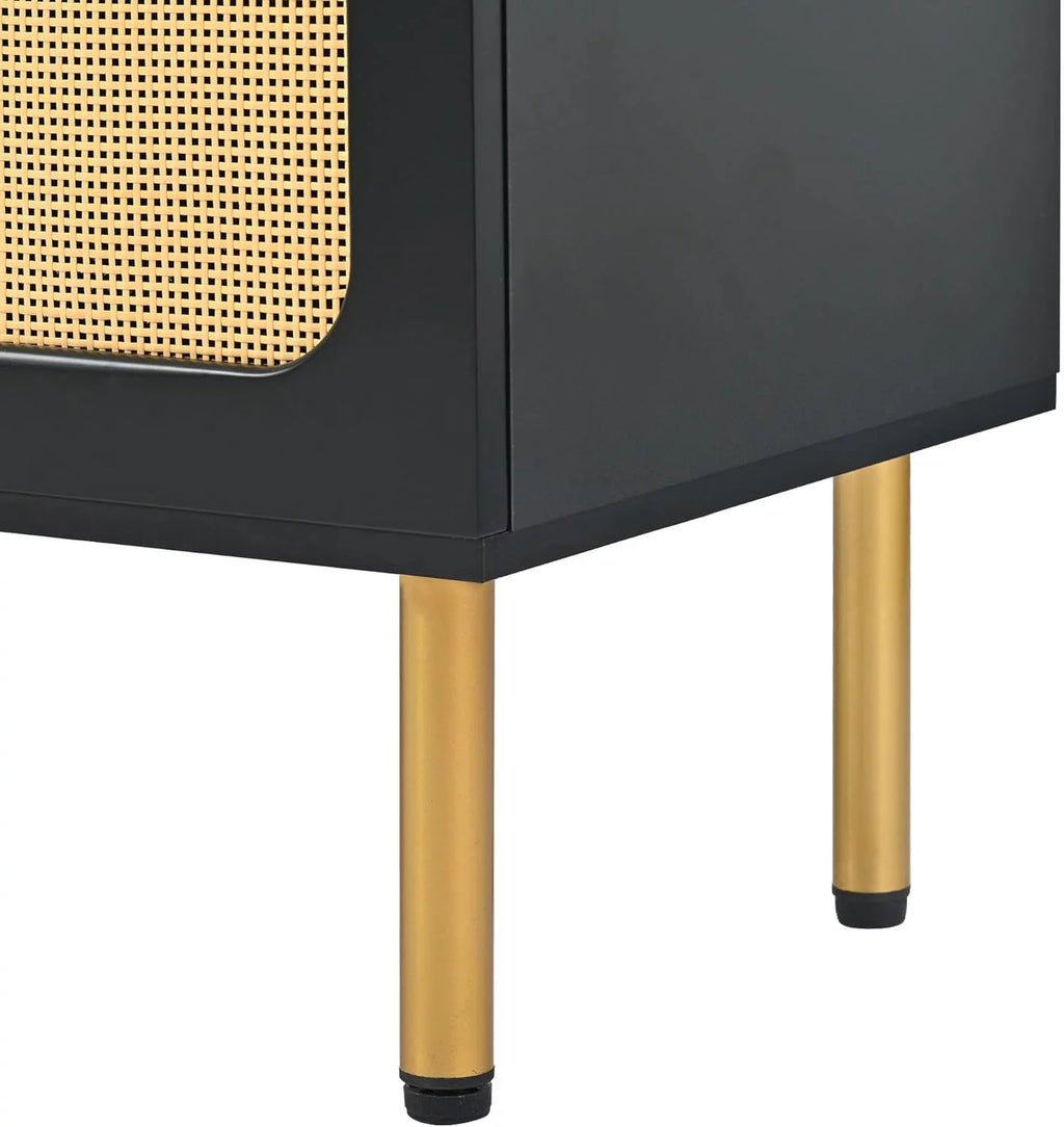 Black Boho Rattan TV Stand R807