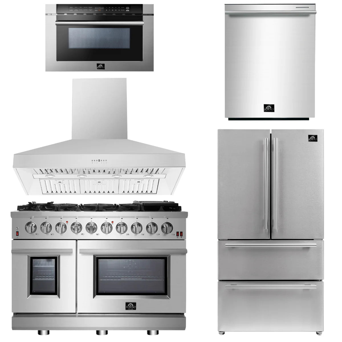 48 Gas Range, Range Hood, 36 Refrigerator, Dishwasher, Microwave Drawer B96168