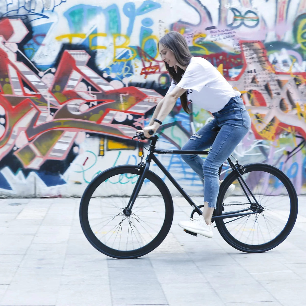 700C 58 In Single Speed Fixed Gear Bike, Black M614772