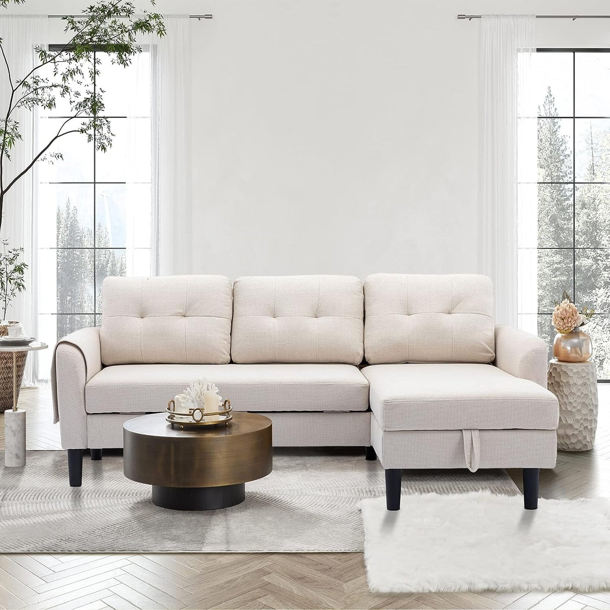 L Shaped Sectional Sofa with Storage Chaise I4408