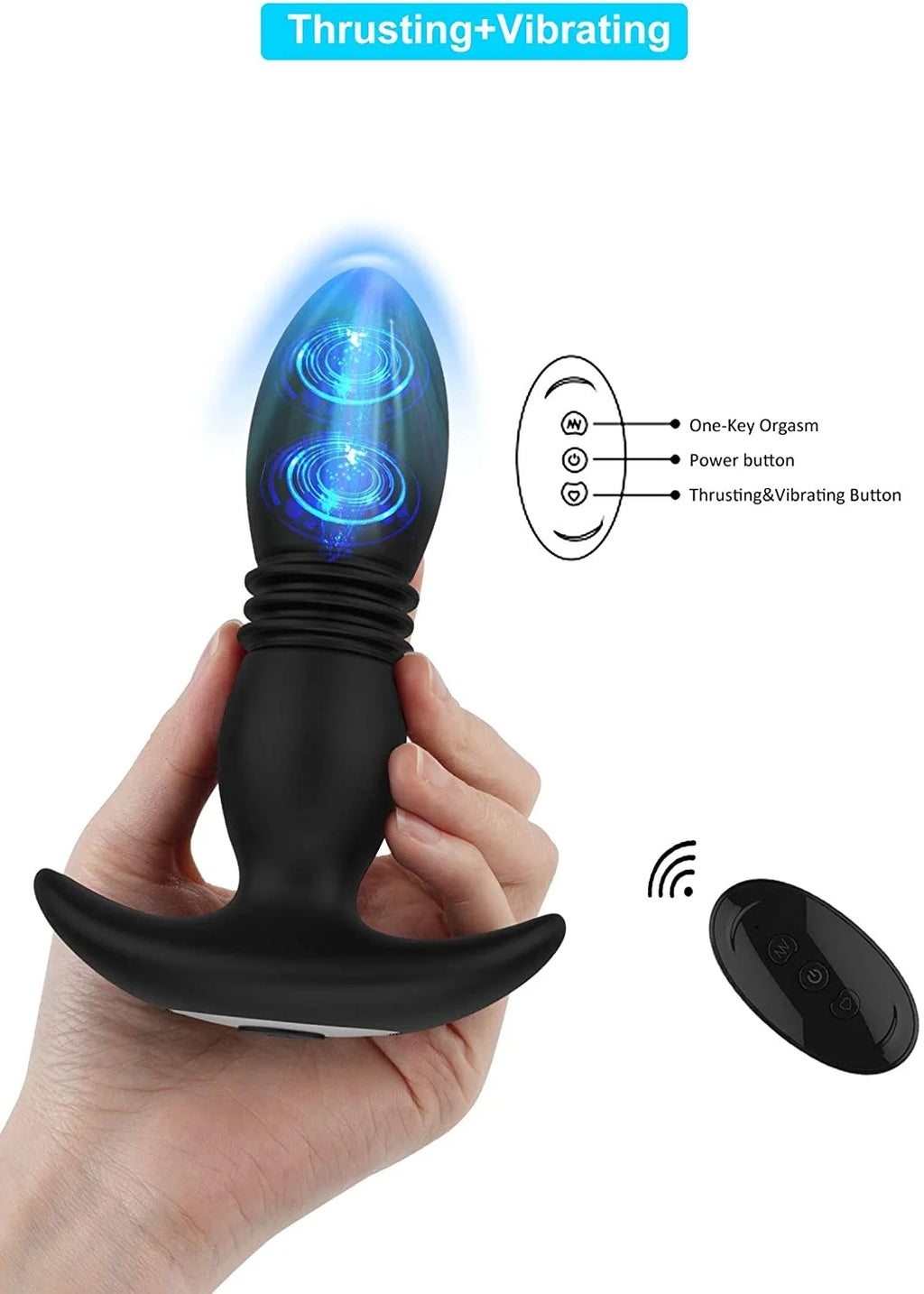 2in 1 Prostate Massager 7 Thrusting Modes Waterproof C2129
