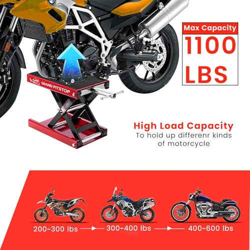Motorcycle Powersports Stand Lift Scissor Jack Steel 1100 LBS Capacity Red W9546