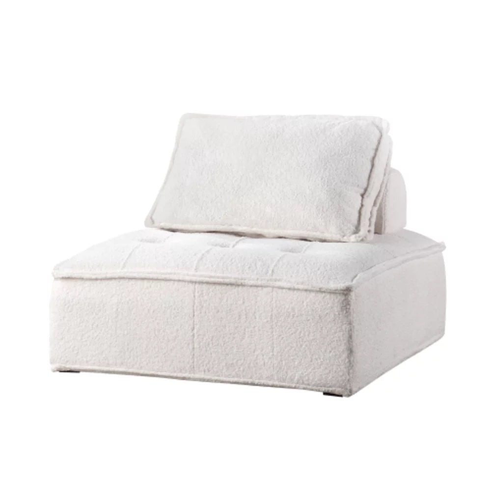 White Lambskin Sherpa Oversized Armless Accent Chair W784622