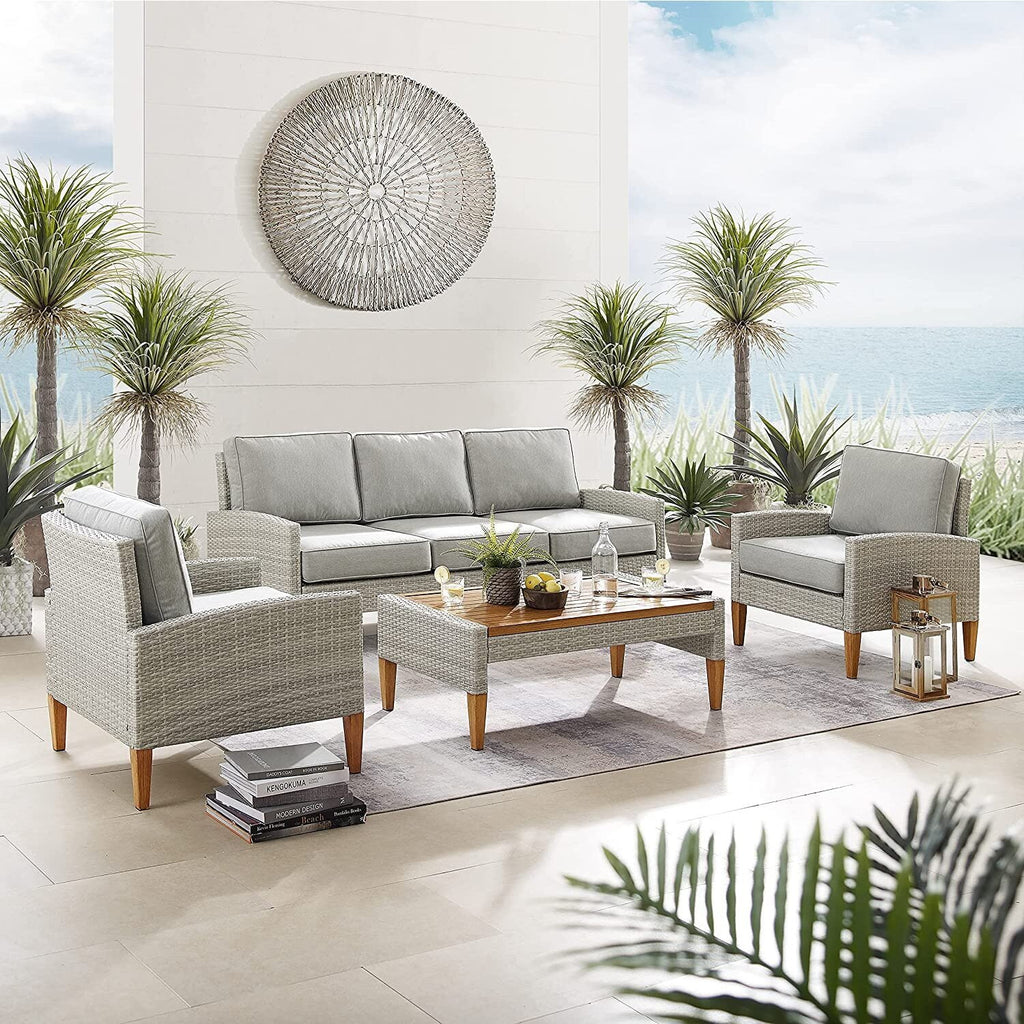 Gray 4Pc Sofa Set with Coffee Table and 2 Armchairs U558
