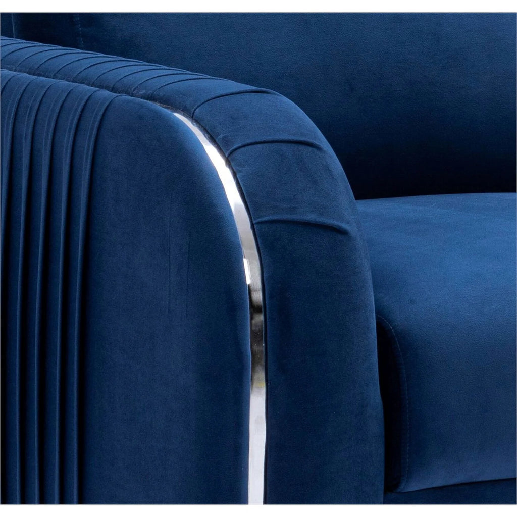 Blue Velvet Upholstered Wooden Frame Chair L2252