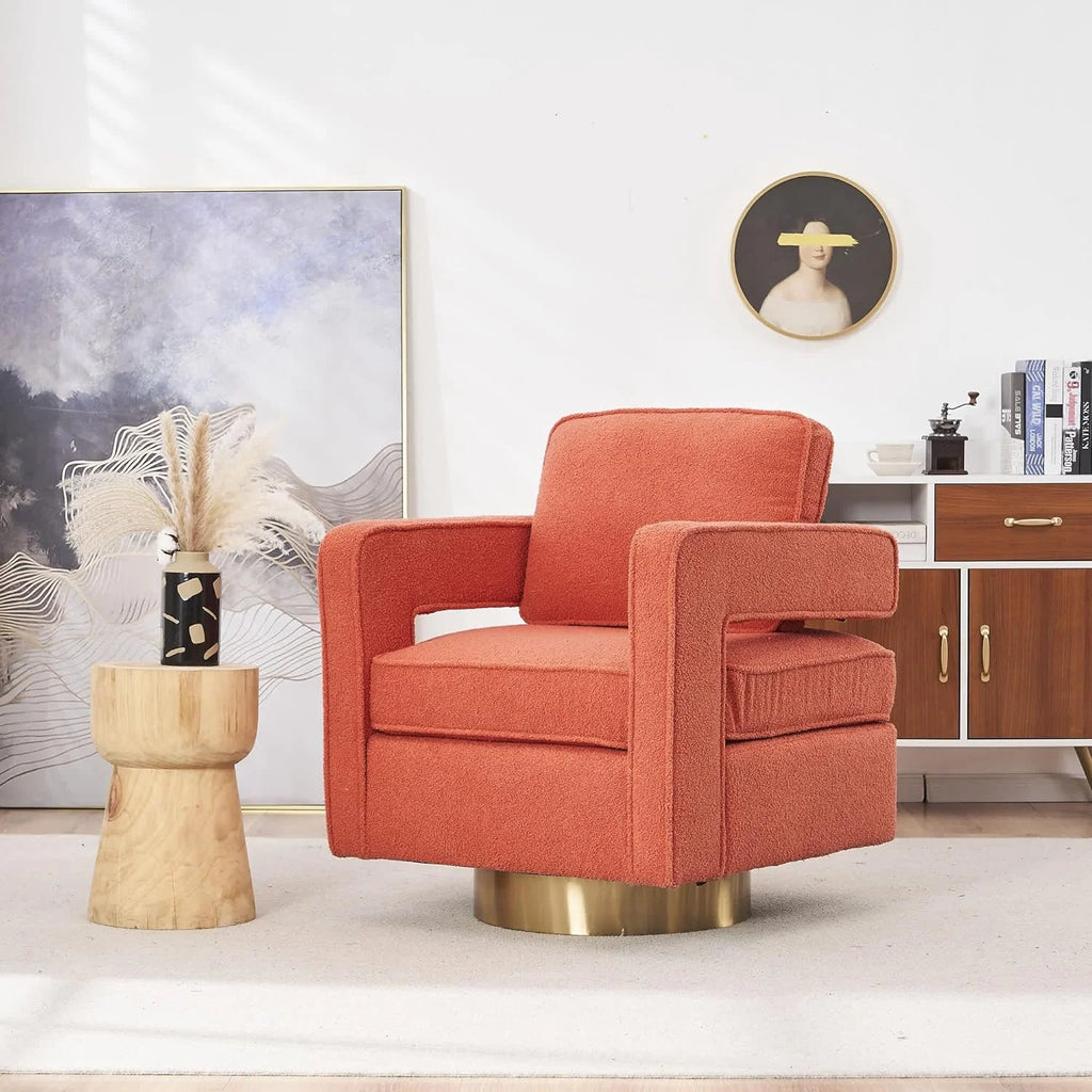 Orange Swivel Accent Chair with Pillow W504