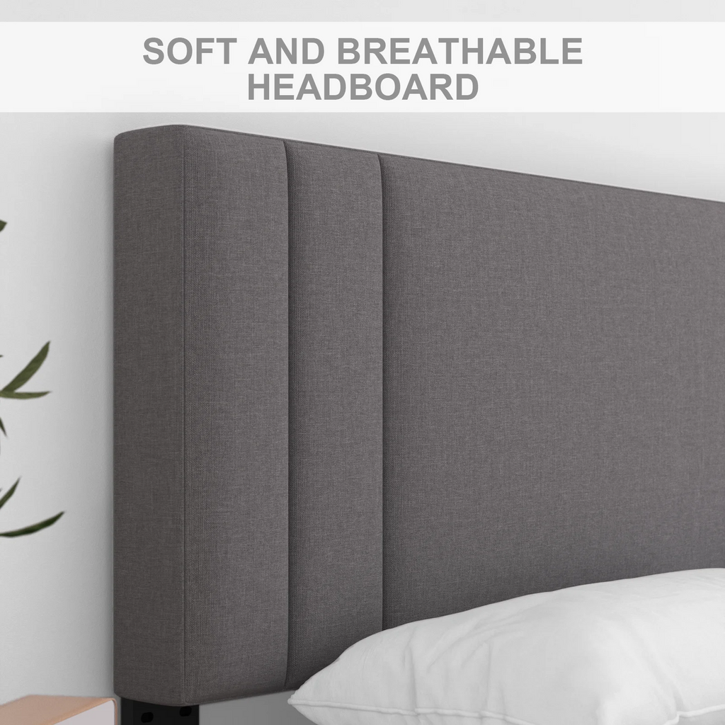 King Size Fabric Upholstered Platform Bed Frame R9430