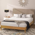 Queen Wood Platform Bed Frame with Upholstered Headboard B956114