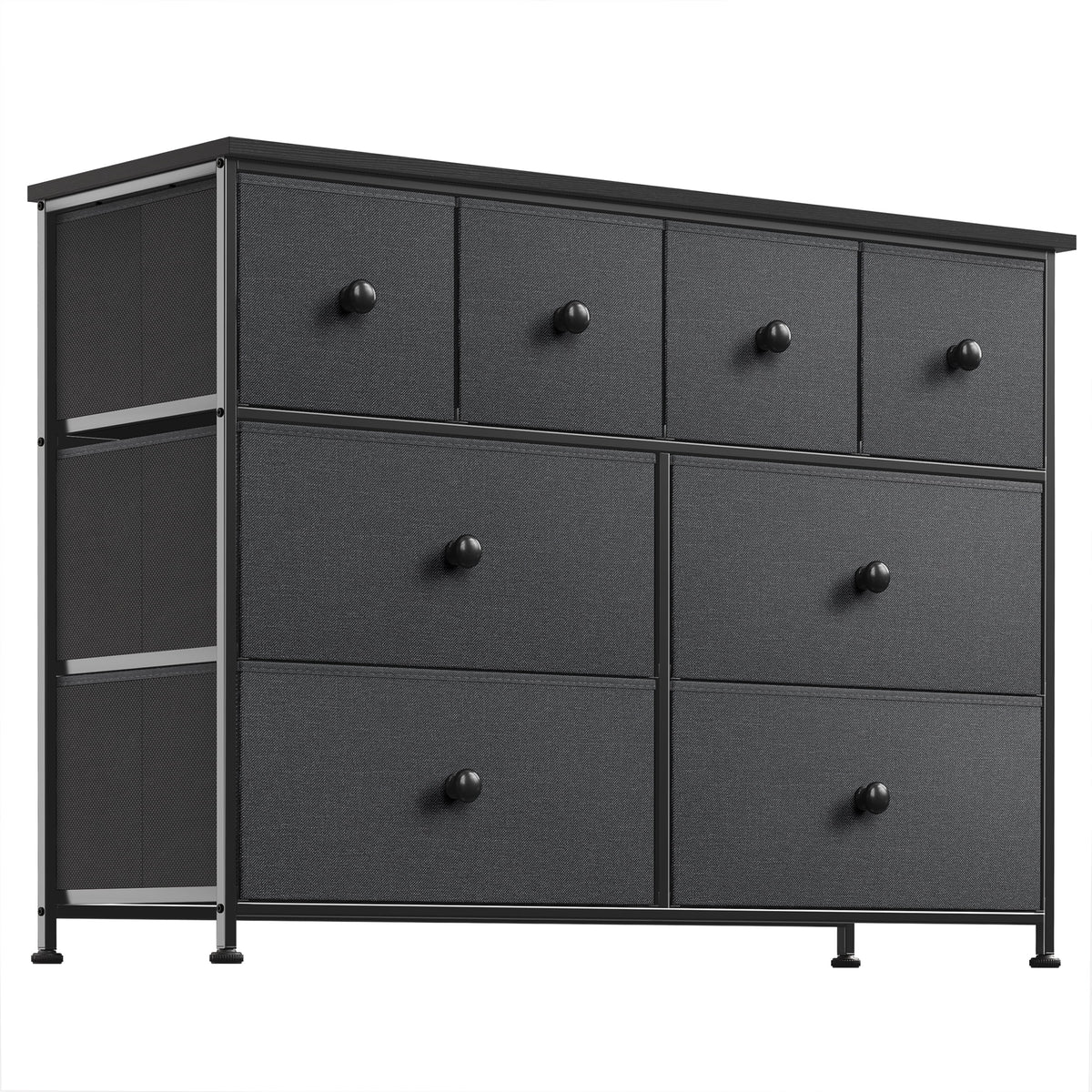 8 Drawer Fabric Dresser with Steel Frame and Wooden Top O30343