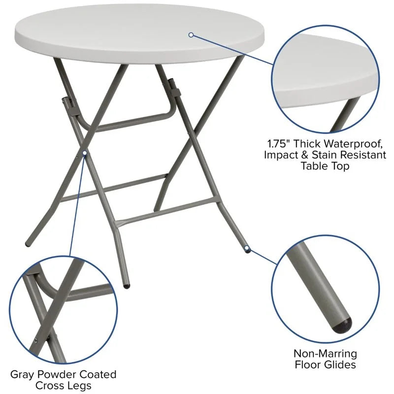 Round Granite White Plastic Folding Table Z11878